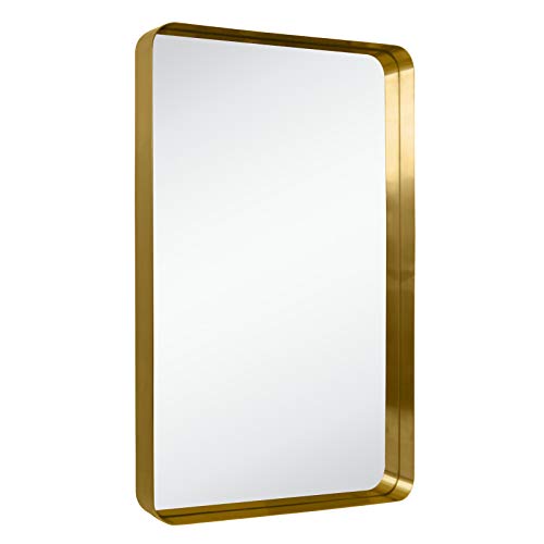 TEHOME 24x36 Brushed Gold Metal Framed Bathroom Mirror for Wall in