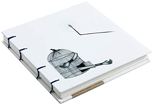 Resha Thread binding Notebook Sketchbook For Artists Cage - Handmade And Illustrated Cover With 6 X 6 Inches (120 GSM) Cartridge Paper 80 Sheets /160 Pages Diary Gift