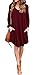 LILBETTER Women's Long Sleeve Casual Loose T-Shirt Dress (Wine Red L)