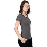ayaecofashion AYA | Women's Organic Pima Cotton V-Neck T-Shirt | Gray XS