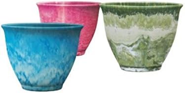Austram-GriffithCreek 820124 Mures Planter Sky Blue Marble 12.75 inches by 10 inches by 6 inches