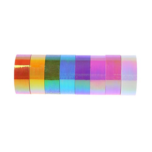 Huanban072 8pcs/Set Gymnastic Tape Rhythmic Gymnastics Decoration Holographic Glitter Tape Ring Stick Accessory 15mm5m Stationery Decorative DIY Masking Tape - Thumbnail 5