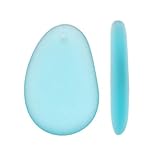 Cultured Sea Glass, Hypnotic Freeform Pendant 33x20mm, 2 Pieces, Aqua Blue