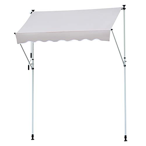 Outsunny Markise Klemmmarkise Sonnenschutz Faltarm Handkurbel Balkon Alu Cremeweiß 3x1,2cm