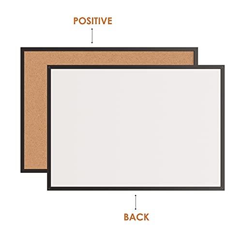 Board2by Cork Board Bulletin Board 36 x 48, Black Wood Framed 4x3