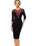 Vfemage Womens Elegant Floral Applique Bodycon Party Cocktail Dress