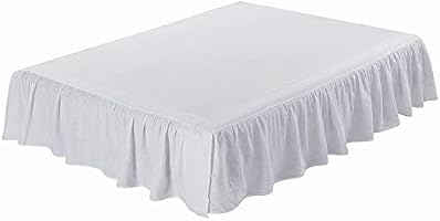 Amazon Com Meadow Park Washed French Linen Bed Skirt Dust Ruffle Queen Size Super Soft Ruffle Style White Color Kitchen Dining