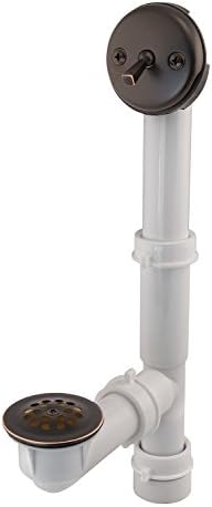 American Valve TD1RBTL Bath Drain 1-1/2 inch Trip Lever White Poly Pipe with Oil-Rubbed Bronze Trim, Oil Rubbed Bronze