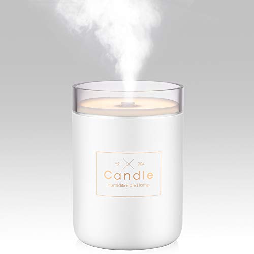 Topmate Mini USB Humidifier Cool Mist Ultrasonic Candle-Shape Air Humidifier Portable with Warm Night Light Auto Shut-Off for Office Home and Car | White - Thumbnail 7