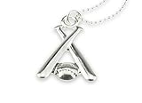 Statement Necklace - Alluring Baseball and Bat Silver Pendant Cute Woman Teen Girl Birthday Gift Jewelry