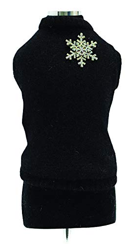 Trilly Tutti Brilli Loup Wool Sweater with Crystal Snowflake Brooch, 2X-Small, Black