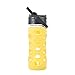Lifefactory 12-Ounce BPA-Free Glass Water Bottle with Straw Cap & Silicone Sleeve, Lemon