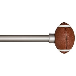 Amazon Basics Decorative 5/8″ Curtain Rod with Football Finials, 48″-86″
