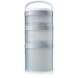 BlenderBottle ProStak Twist n' Lock Storage Jars Expansion 3-Pak with Removable Handle, Pebble Grey