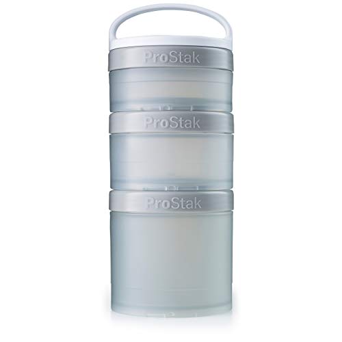 BlenderBottle ProStak Twist n' Lock Storage Jars Expansion 3-Pak with Removable Handle, Pebble Grey