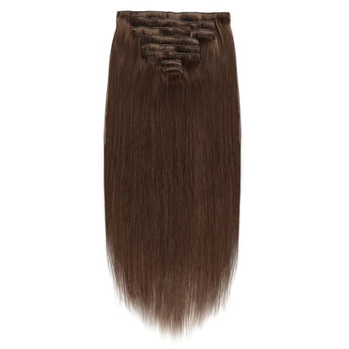 Yuniffe Clip in Hair Extensions Human Hair 14 Inch 120g 8pcs Meduim Brown Hair Extensions Clip in Human Hair Double Weft Silky Straight Human Hair Extensions #4
