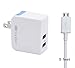 Earldom® LG V10 G4 G2 G3 G Flex 2,Samsung Galaxy S3 S4 S5 S7 S6 Edge Plus Charger /Note 2 3 4 5 Edge,Nexus 4 5 6 Charger With 5ft Charging Cable Cord,2.4A Dual Port Foldable Plug Travel Charger