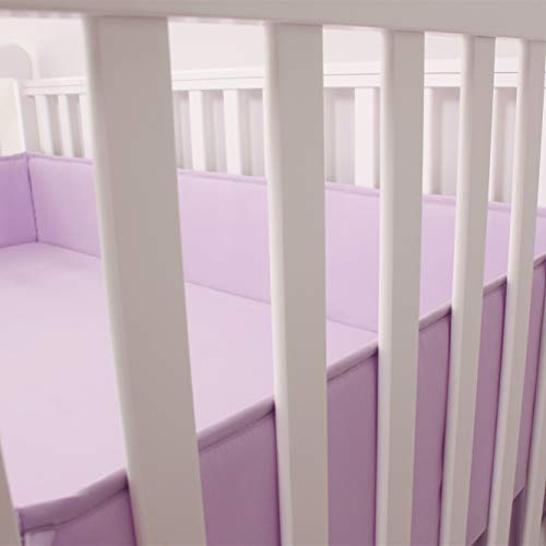 CaSaJa Napping Microfiber Crib Bumper Pads Protector, Soft and Breathable for Baby Boys and Girls, Fits Standard Size Crib and Toddler Beds 28in x 52in, Machine Washable, Lilac Color