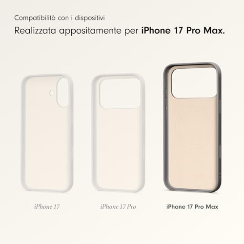 Custodia Cavalletto per iPhone 17 Pro Max con MagSafe e Controllo fotocamera, cordino che funge da supporto integrato, finitura opaca, fodera in microfibra – Grigio granito