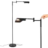 Brightech Leaf - Adjustable Pharmacy LED Floor Lamp for Reading, Crafts & Precise Tasks - Standing Bright Light for Living Room, Sewing - Great Lighting for Office Desks & Tables - Jet Black