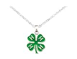 4-H Club Green Clover Silver Chain Necklace Jewelry Gift Award Prize Kids Girls
