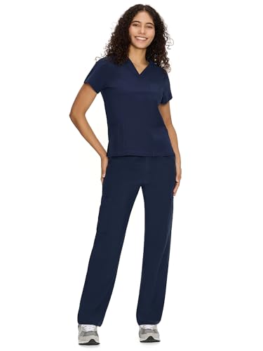 COZY SCRUBS Uniforme Médico Mujer Scrubs - Conjunto Enfermería con Blusa Cuello V y Pantalón Recto, 9 Bolsillos