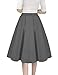 Tandisk Women's Vintage A-line Printed Pleated Flared Midi Skirts with Pockets (Grey, 2XL)
