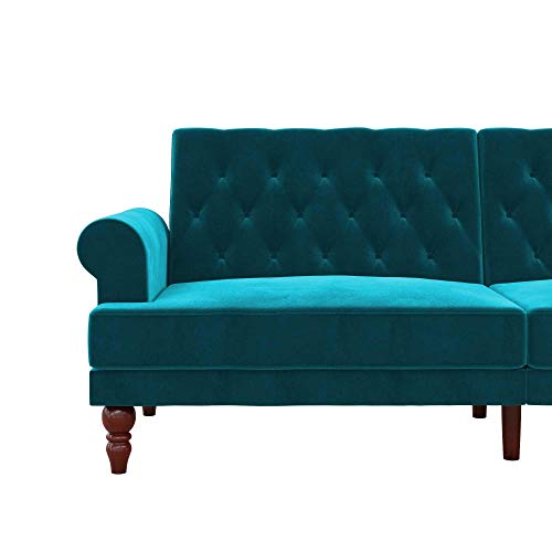 Novogratz 2342979N Upholstered Cassidy, Convertible Couch, Green Velvet