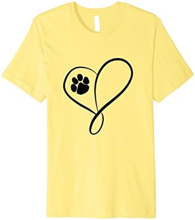 Men's Paw Print Heart - Dog Lover, Cat Lover, Animal Lover Shirt Medium Lemon