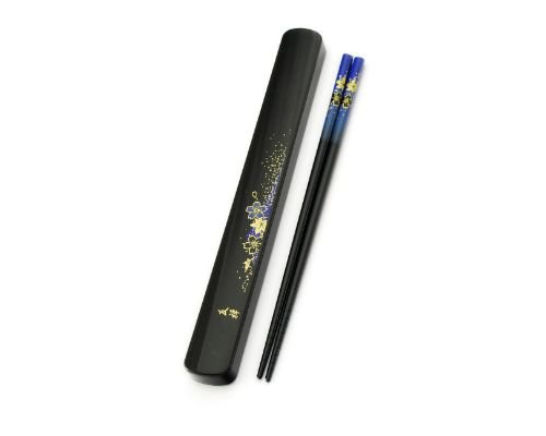 Japanese Personal Travel Lacquered Chopsticks in Beautiful Sliding Lid Case Perfect Gift Item Lacquer Case Hygienic and Clean - Made in Japan
