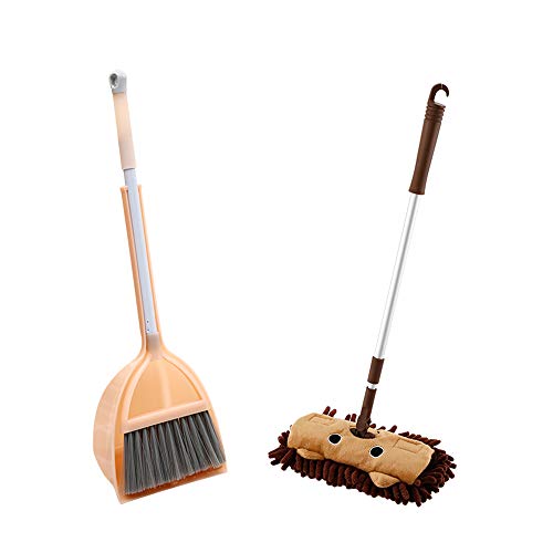 Pannow Pretend Play Mini Housekeeping Cleaning Tools for Children,3pcs Include Mop,Broom,Dustpan for Ages 3 Up