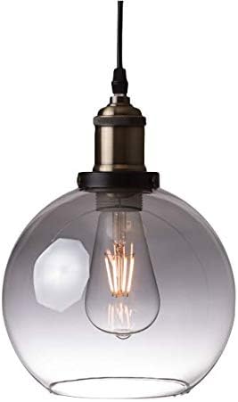 LedMasters Pendant Light Grey Smoke Glass Vintage Style Industrial Edison Lampshade Lighting With 4w LED Filament Bulb (Model D)