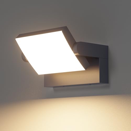 Klighten 35W Indoor Outdoor Wall Light IP65, LED Wall Lights Adjustable Modern Aluminium Wall Lamps for Entrance Terrace Gardens, 2500 Lumens, Anthracite, Warm White 3000K