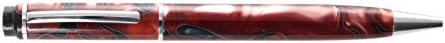 Ballpoint Pen with Clip made of acrylic 'Pink Beach', brown/blue