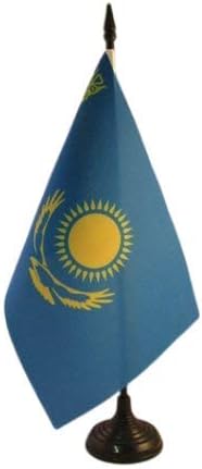 AZ FLAG Kazakhstan Table Flag 5'' x 8'', Kazakh Office Decoration 100% Polyester 21 x 14 cm