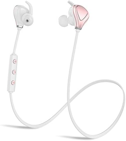 Sweatproof Sports Bluetooth Headphones KindaiYi Best Wireless in Ear Earbuds w/Mic IPX4 Waterproof Cordless Earphones Noise Cancelling Headsets for Gym Workout 10 Hours Play Time (Rose Gold)