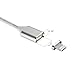 SUKAR Magnetic Charger Cable Adapter for Iphone 6s, Iphone 6s Plus, Iphone 6, Iphone 6 Plus, Iphone 5, Iphone 5c, Iphone 5s, Ipad Pro, Ipad mini, Ipad Air 3.3ft 1M 3.3 Feet (Silver)