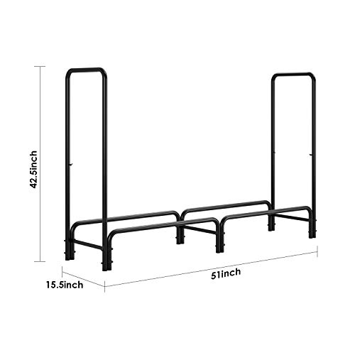 femor Log Rack, 4 Feet Outdoor Firewood Rack, Heavy Duty Rack Steel Log