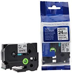 UBICON P Touch Label Tape for Brother TZE-S251 Label Printer; Black on White; Single Pack; Each Tape is 24 mm (1 inch) Wide and 8 Meters (26 feet) Long