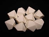 Opaque 16mm Polyhedral White Bag of 10 Blank d10 by Chessex Dice