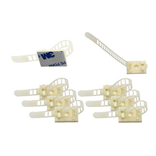 Eiito (White 20-Pack) Wire Clips Cable Clamps Adjustable 3M Self-Adhesive Nylon Cable Multipurpose Cable Clips for wire management