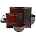 Gibson Elite Decadence 12 Piece Reactive Glaze Dinnerware Set Service for 4, Red with Reactive Metallic Color -