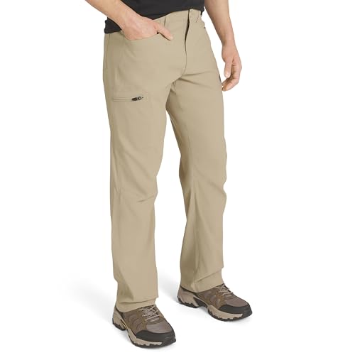 Eddie Bauer Men's Athletic Fit Fixed Waist Active Performance Rainier Pants, Li…