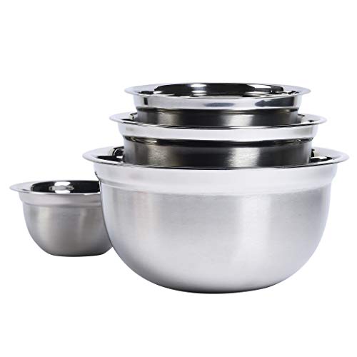 4pc Metal Mixing Bowls Set Stainless Steel Four Piece Whisking Beating