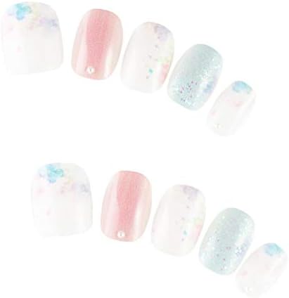 Amazon ゆずネイル ネイルチップ ホワイト系 ピンク系 花 春 夏 シンプル フェミニン デート ドレス 結婚式 お呼ばれ ゲスト F103 Q C ゆずネイル ネイルチップ 通販
