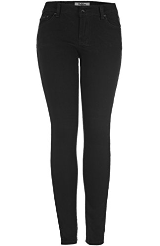 2LUV Women's Classic Stretchy 5 Pocket Skinny Color Jeans Black 9