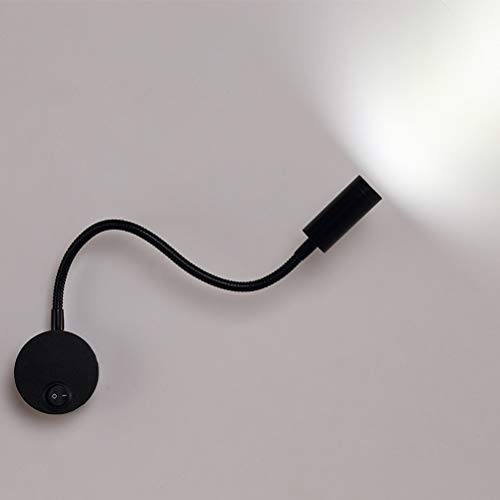 Uonlytech 2 stuks bureau werk LED lamp 3 Watt muur leeslamp met flexibele slang voor slaapkamer lezen badkamer (zwart) - Afbeelding 4