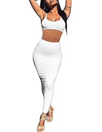 GOBLES Vestido de verano de 2 piezas con tirantes de espagueti sexy para mujer