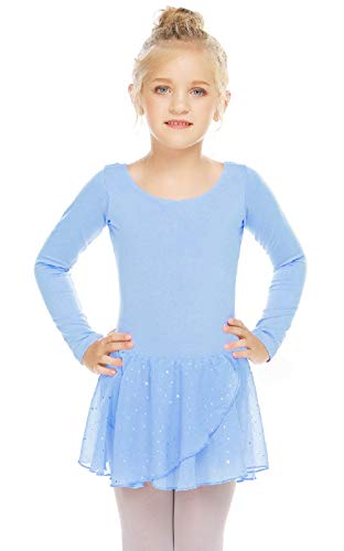 Zaclotre Girls Long Sleeve Dance Dress Glitter Ballet Skirted Leotard