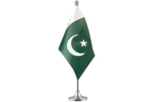 GentleGirl.USA Pakistan Table Flags,Stick Small Mini Pakistani Flag Office Desk Flag on Stand with Stand Base, International Festival Decoration,Pakistani Theme Party Decoration,Home Desk Decoration
